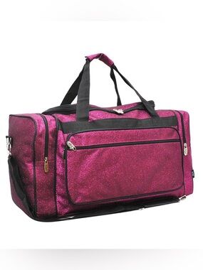 N'Gil Hot Pink Glitter Canvas 20" Duffle Bag